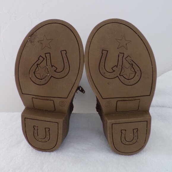 Heart, Flower Stitched Toddler Western Cowgirl Cowboy Boots, Side Zip Girly GUC - Picture 7 of 8